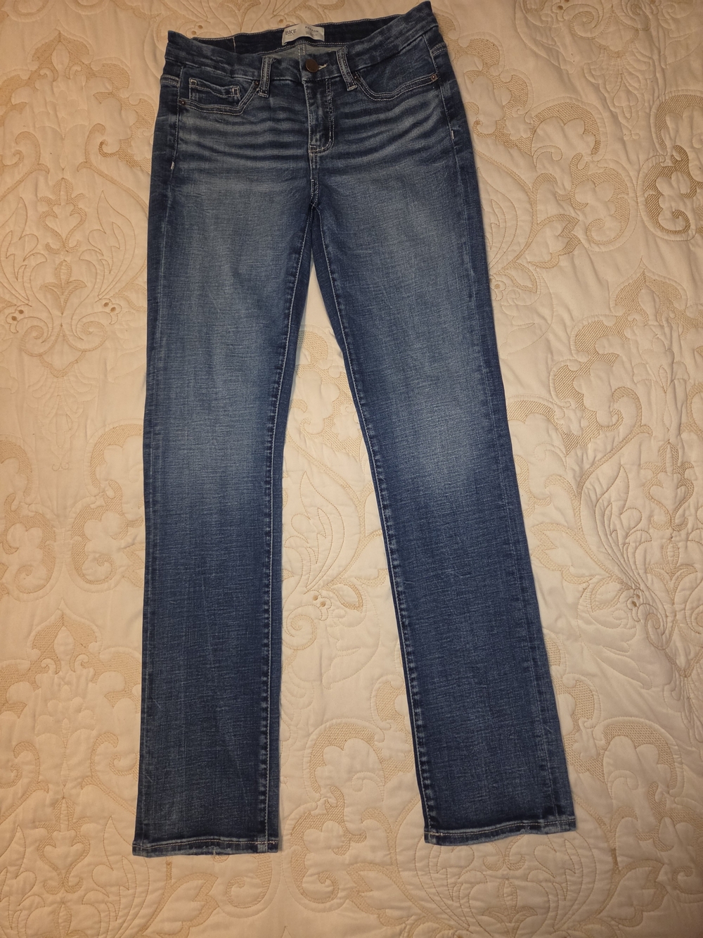 BKE Payton Women’s Mid Wash Straight Leg Jeans - Blue